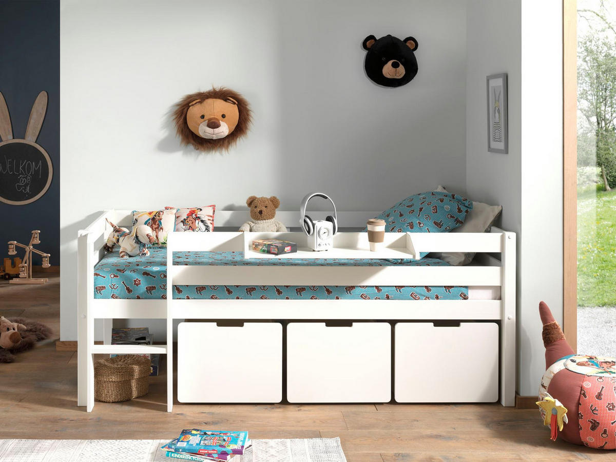 KOJENBETT Karolina 208x83x105 aus Massivholz in Weiß - Weiß, Holz (90/200cm) - 58aufmkessel