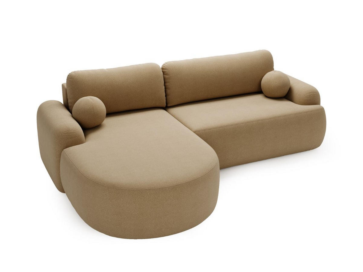 ECKSOFA Aurio Hellbraun Links - Hellbraun, Holz/Textil (177/261cm) - Graingold