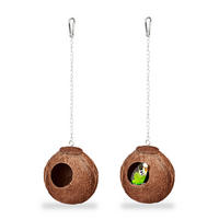 2XVOGELHAUS - Braun, Textil/Metall (12.5/14/12cm) - Relaxdays