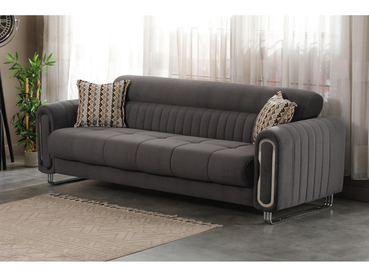 SITZGARNITUR Lima, Dunkelgrau Stellvariante 2+2+1 - Dunkelgrau, Holzwerkstoff/Metall (178/85/95cm)