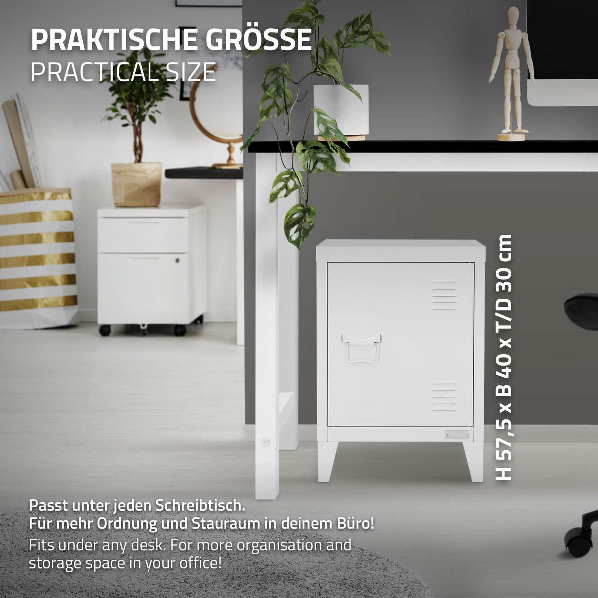 AKTENSCHRANK 40x30x57,5 cm Weiß aus Stahl - Weiß, Metall (30/57.5/40cm) - ML-DESIGN