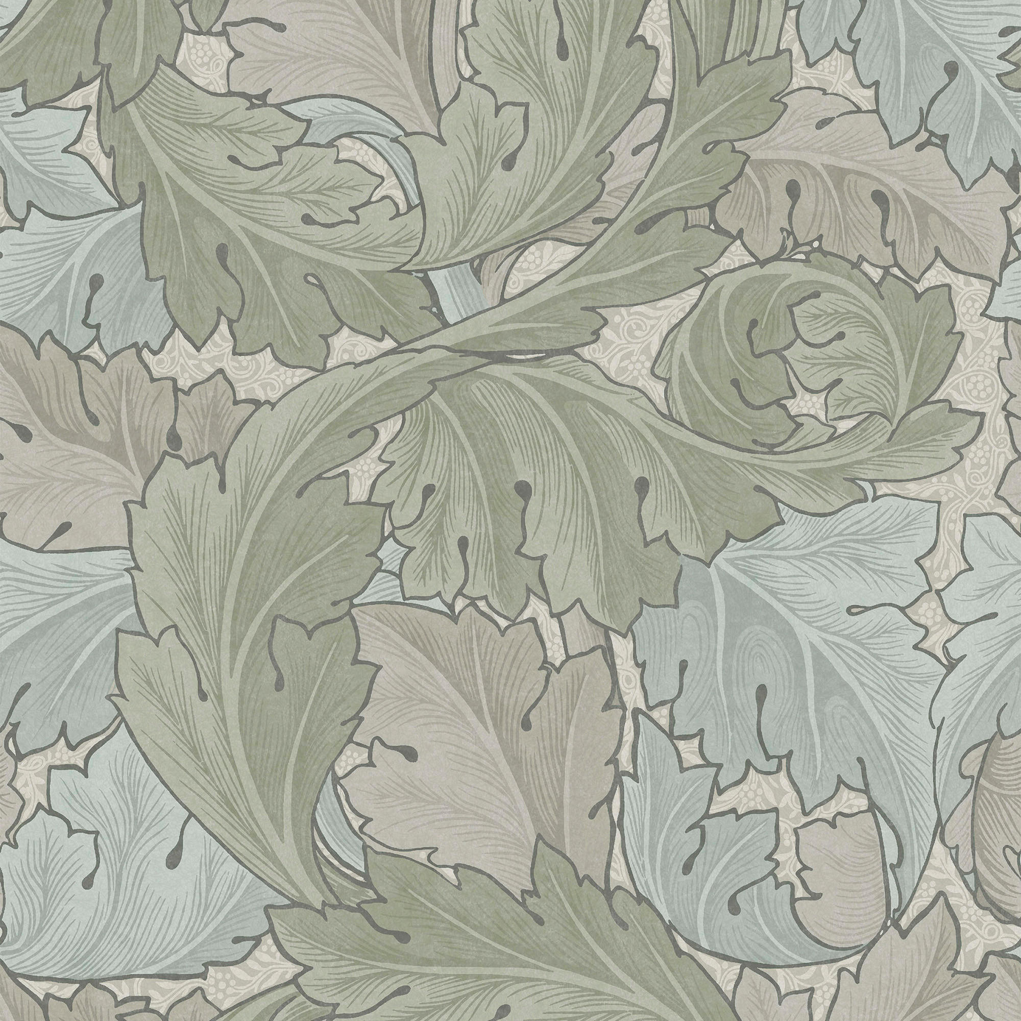 VLIESTAPETE Akanthus Salbei & Entenei - Blau/Grün, Papier/Kunststoff (52/1000cm) - Graham & Brown