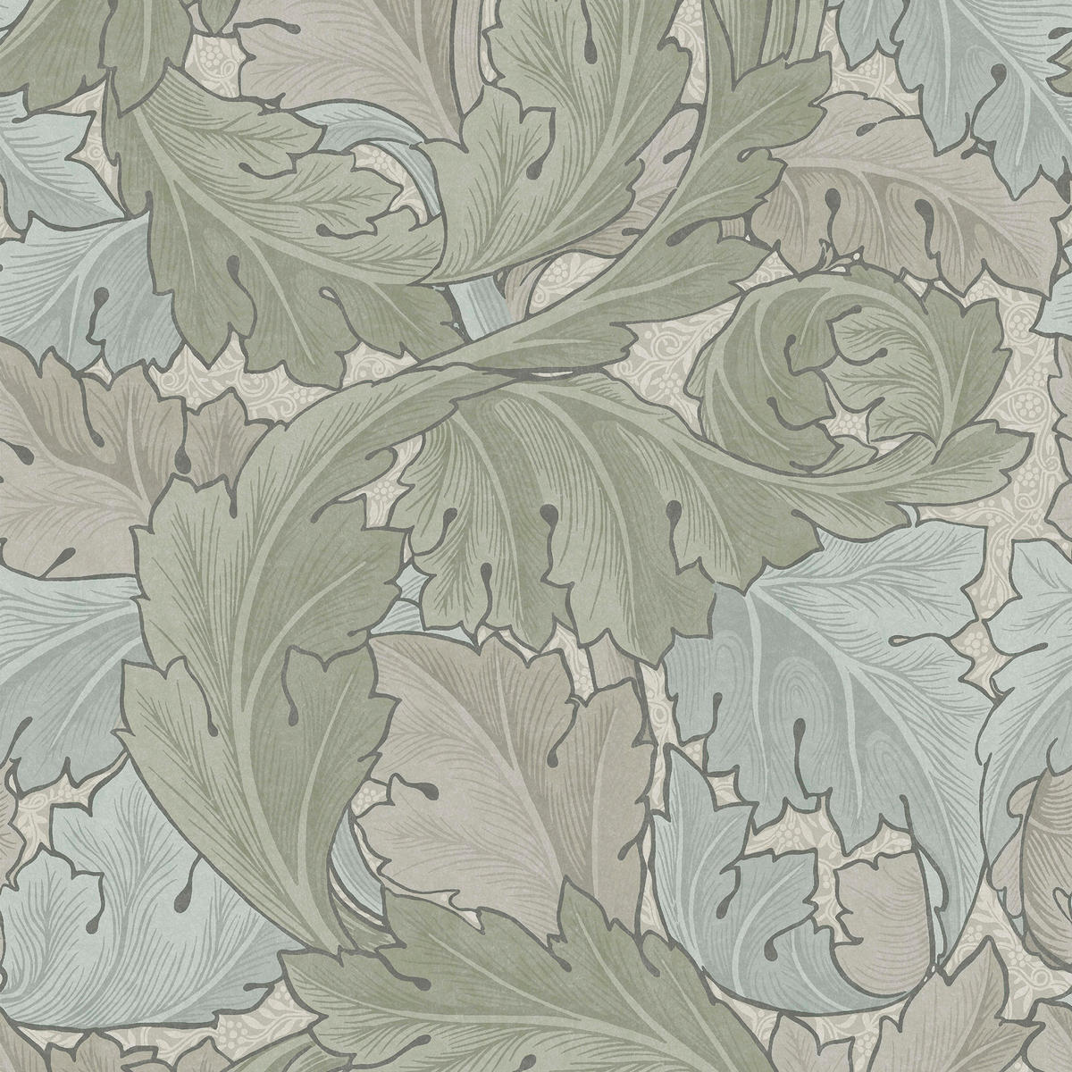 VLIESTAPETE Akanthus Salbei & Entenei - Blau/Grün, Papier/Kunststoff (52/1000cm) - Graham & Brown