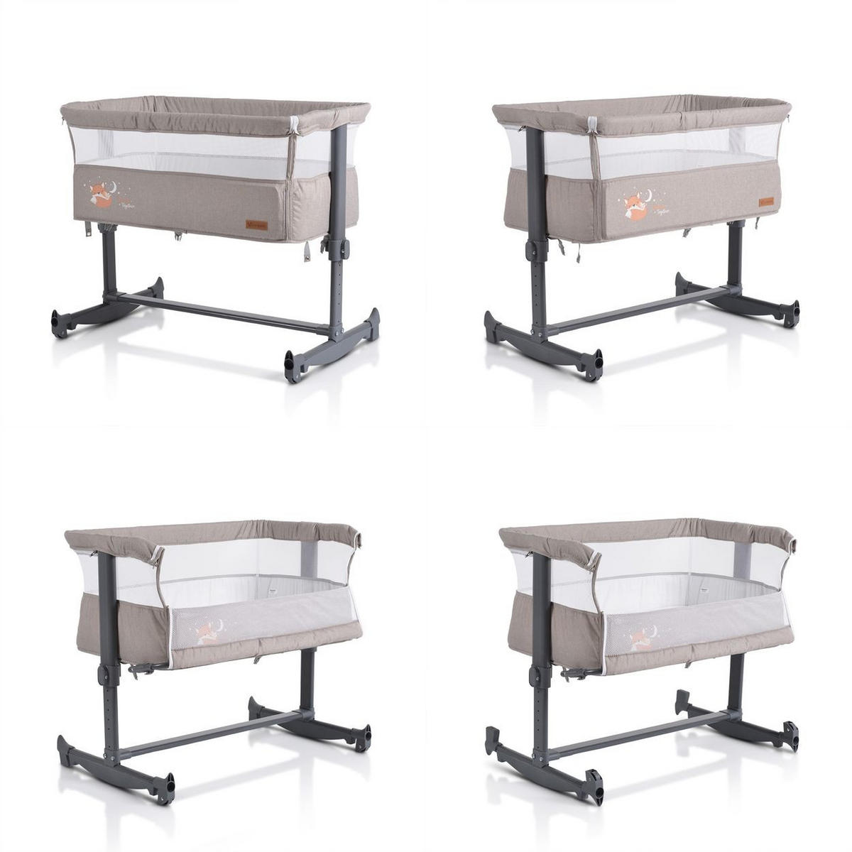 BEISTELLBETT Always Together beige 82 x 50 cm, Schaukelfunktion, 5-fach verstellbar, 30° Neigung - Beige, Metall (50/82cm) - Cangaroo