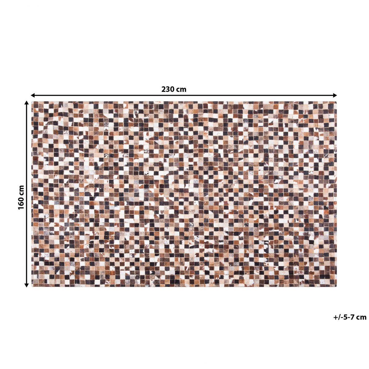 KURZFLOR-TEPPICH Konya 230/160 cm - Multicolor, Fell (160/230cm) - Beliani