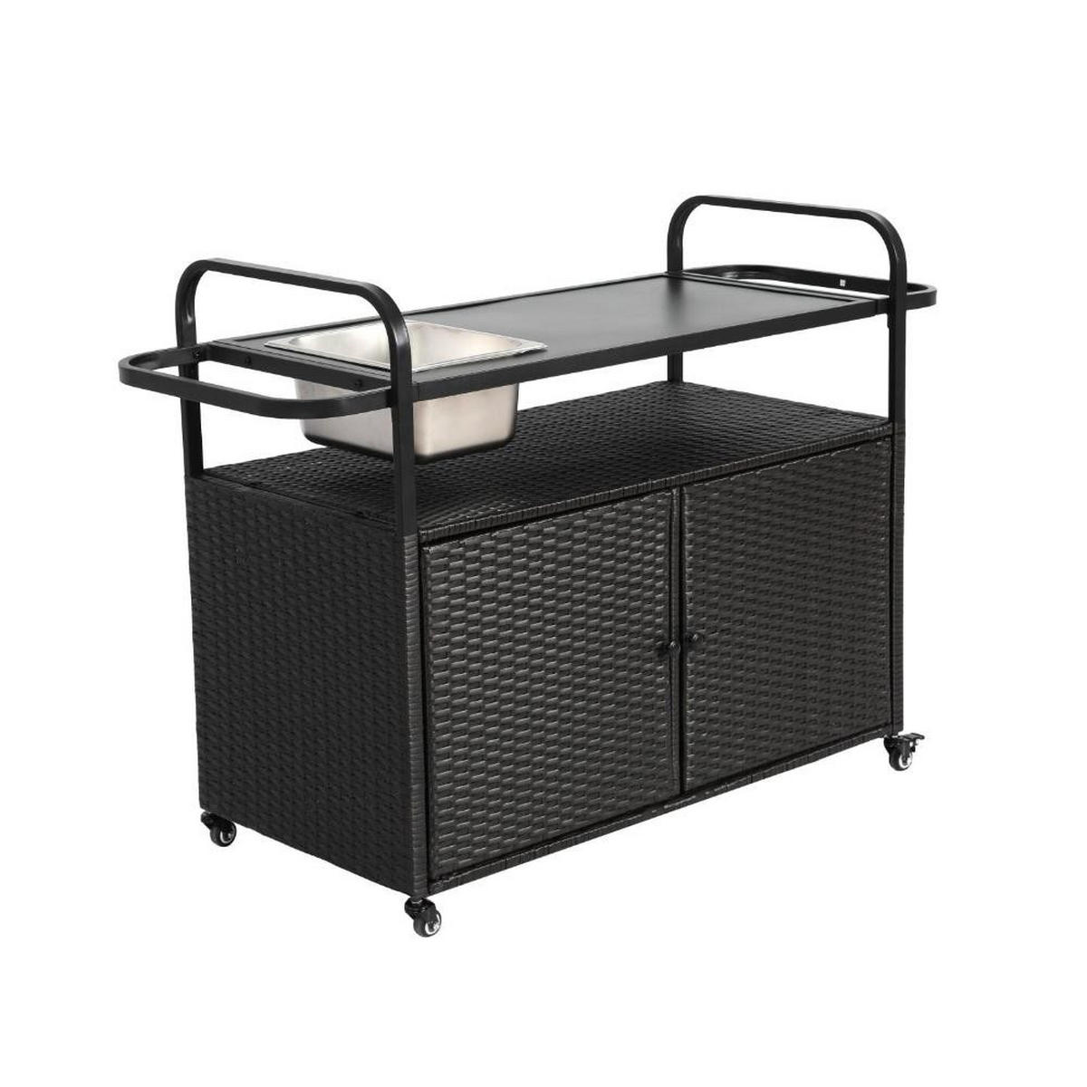 SERVIERWAGEN Küchenwagen,Outdoor Kücheninsel,Ratten,Schwarz - Schwarz, Metall (131/78/50cm) - LVHOM