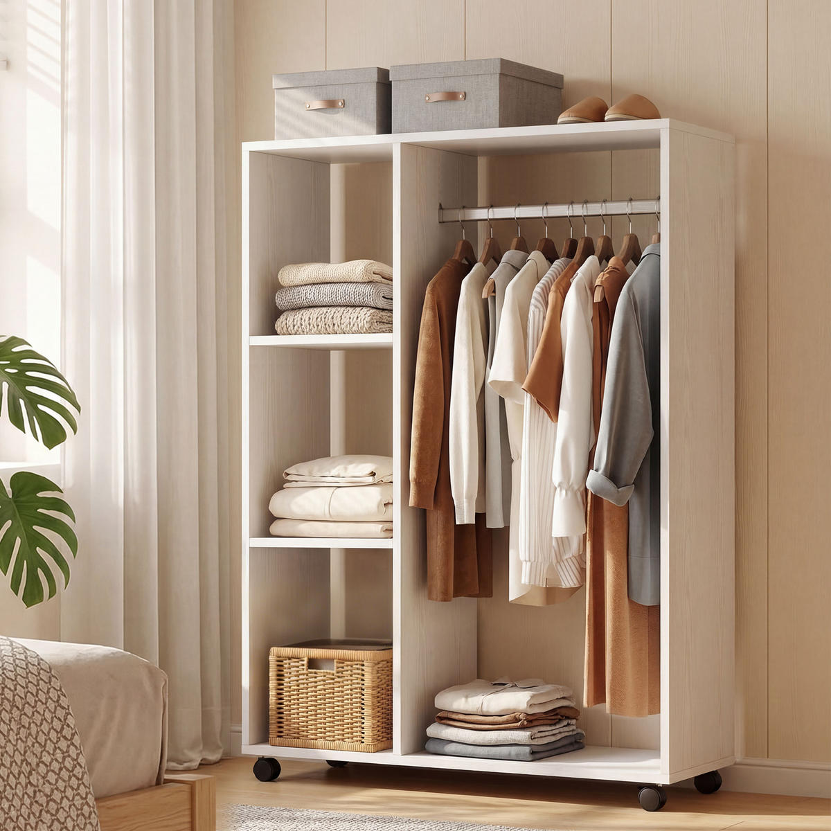 KLEIDERSCHRANK DE-09578 Weiß - Weiß, Holzwerkstoff (80/128/40cm) - ComfortXL