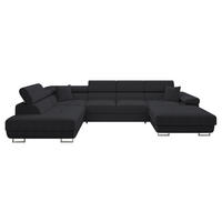 WOHNLANDSCHAFT Torezio Bis Cord, Seite: Links - Schwarz, Holz/Textil (346/90/203cm) - MIRJAN24