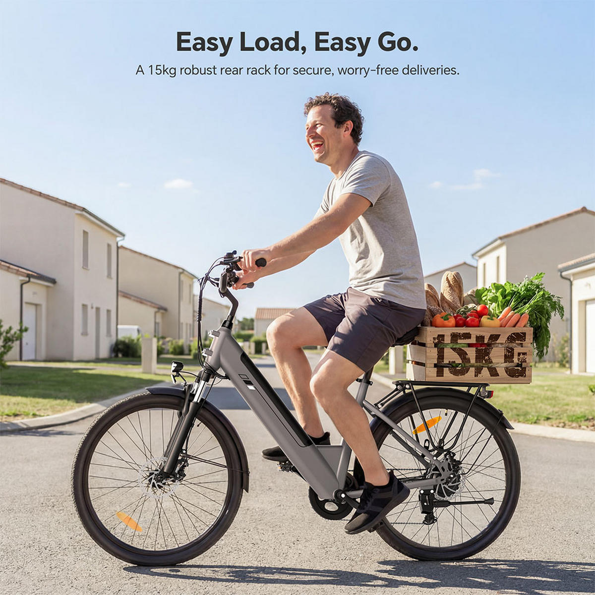 E-BIKE Touroll J2 ST – 100km Reichweite, 250W Motor, Shimano 7-Gang, Step-Thru Rahmen - Grau, Metall (120cm)