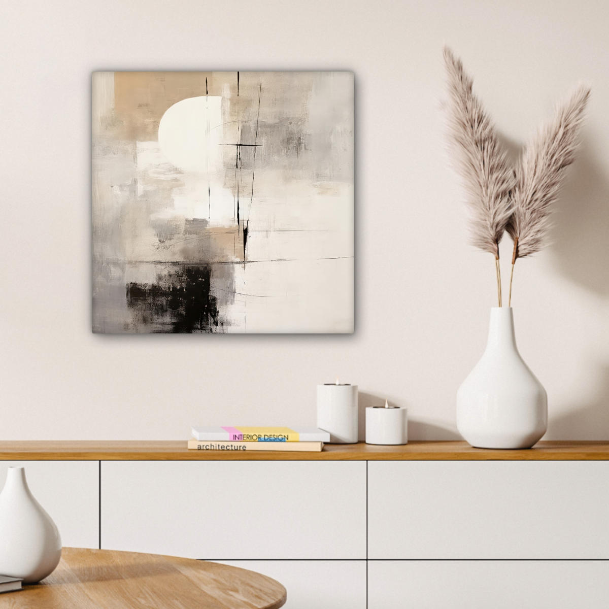 LEINWANDBILD Abstrakt - Kunst - Grau Wandbild Wohnzimmer 50x50 cm - Hellgrau, Textil (50/50cm) - MuchoWow