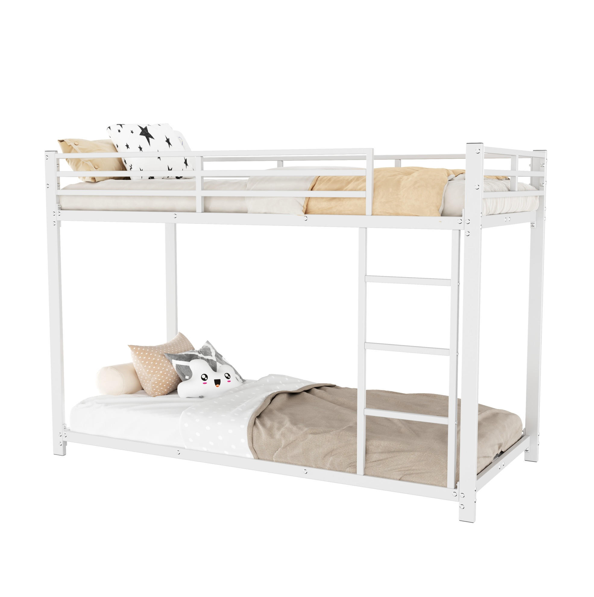 ETAGENBETT 90/200 cm Metall Weiß mit Sicherheitsleisten - Weiß, Metall (90/200cm) - OKWISH