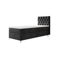 BOXBETT CHESTER P mit Matratze H3, Bonell und Topper 90x200 Monolith 97 - Dunkelgrau, Textil (120/200cm) - Bedante