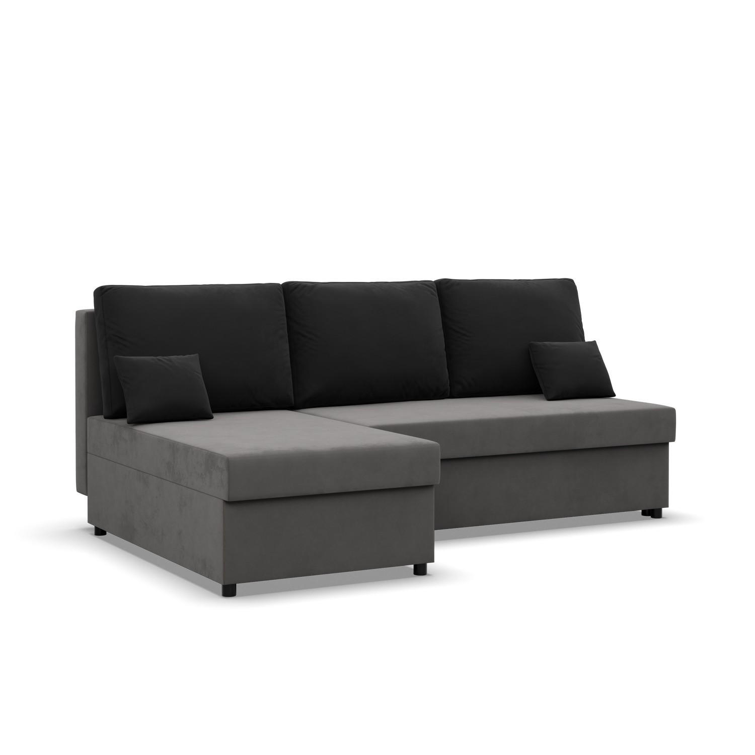 Mebligo Ecksofa Grau, Schwarz 201x135 cm