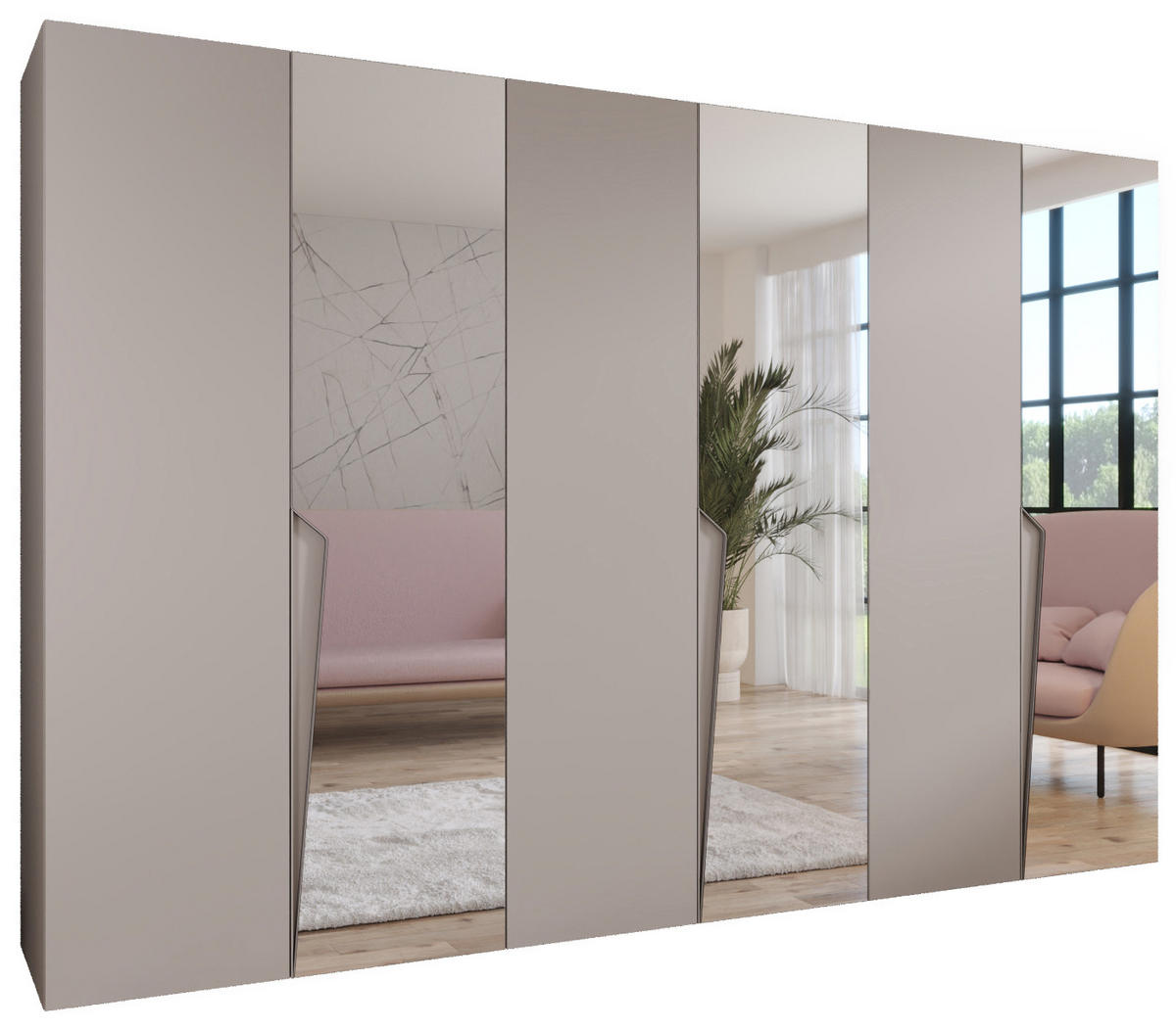 DREHTÜRENSCHRANK 202/300/52 6-türig - Beige, Holz/Metall (300/202/52cm) - Abiks Möbel