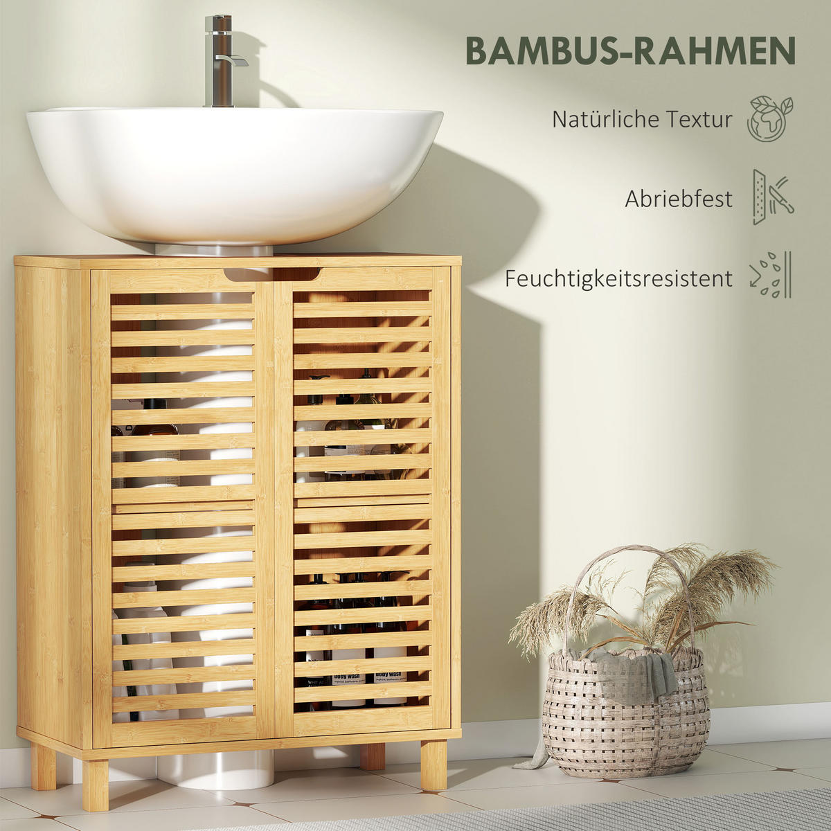 BADEZIMMERSCHRANK Naturfarben 30.0/60.0/80.0 cm - Naturfarben, Holz (60/80/30cm)