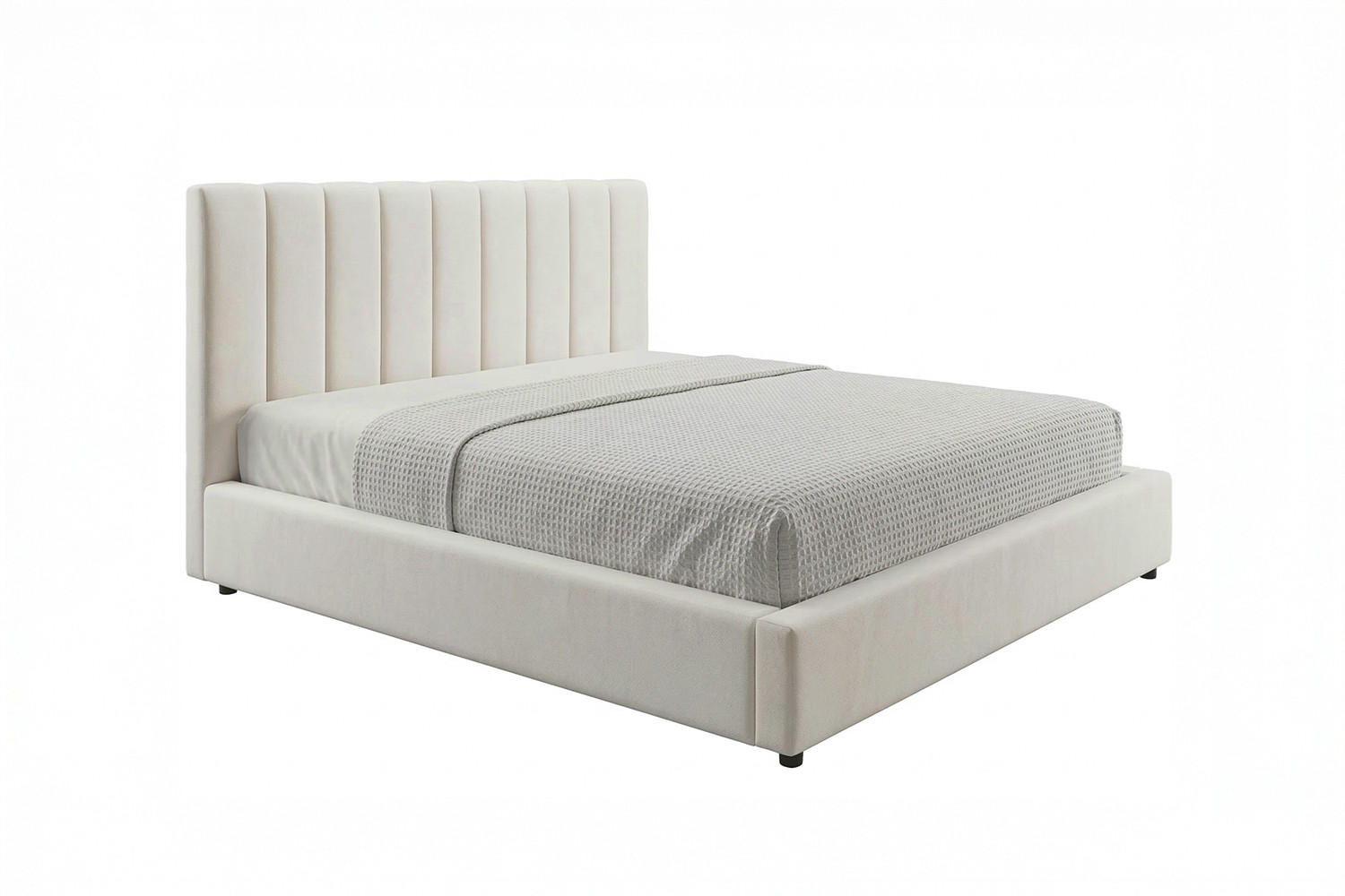 POLSTERBETT CATTURA Cremeweiß Velvet - Creme/Weiß, Textil (160/200cm) - KAWOLA
