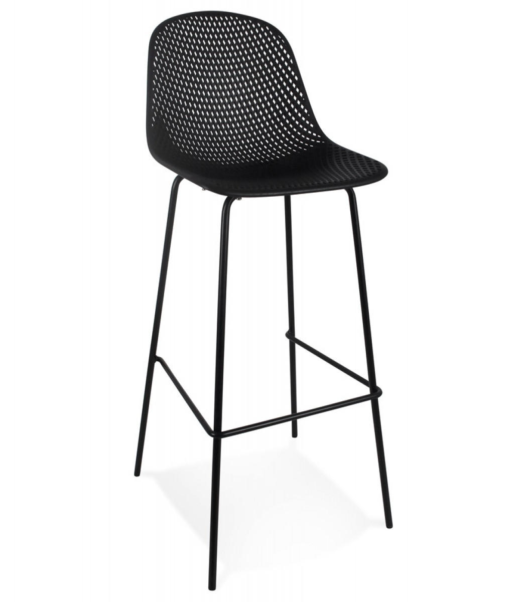 BARHOCKER Kunststoff perforiert mit Metallgestell LOKI, Schwarz 49x48x106 cm - Schwarz, Kunststoff/Metall (49/106/48cm) - KADIMA DESIGN
