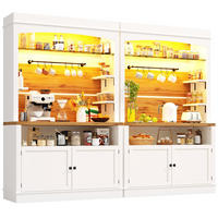 BUFFET 2er Set LED 184cm Glasregal Hakenleiste Weiß - Weiß, Metall (107/184/34cm) - FLIEKS