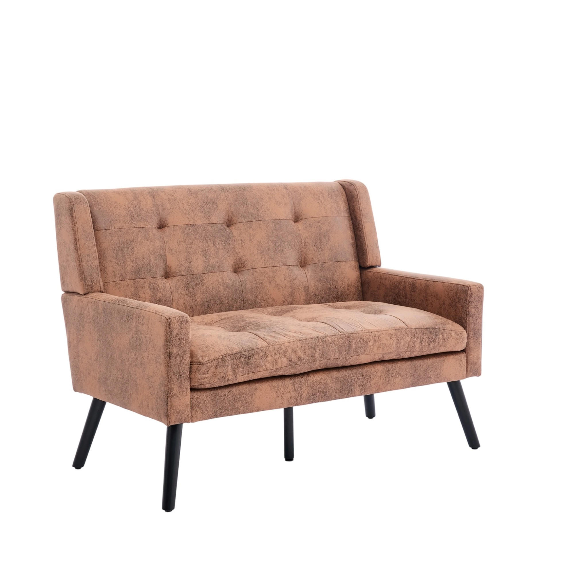2-SITZER 119/75/88 cm Suedevlies-Polster mit Knopfheftung, Massivholzbeinen Dunkelbraun - Dunkelbraun, Textil (75/88/120cm) - OKMYHOME