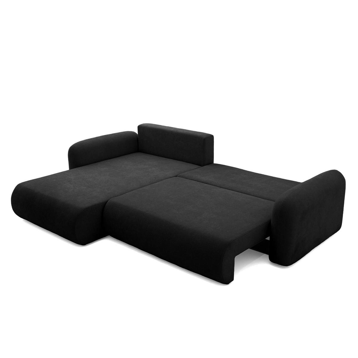 ECKSOFA NEST L Universal mit Schlaffunktion 157x240 Webstoff Schwarz - Schwarz, Holz/Textil (280/187cm) - Muffo