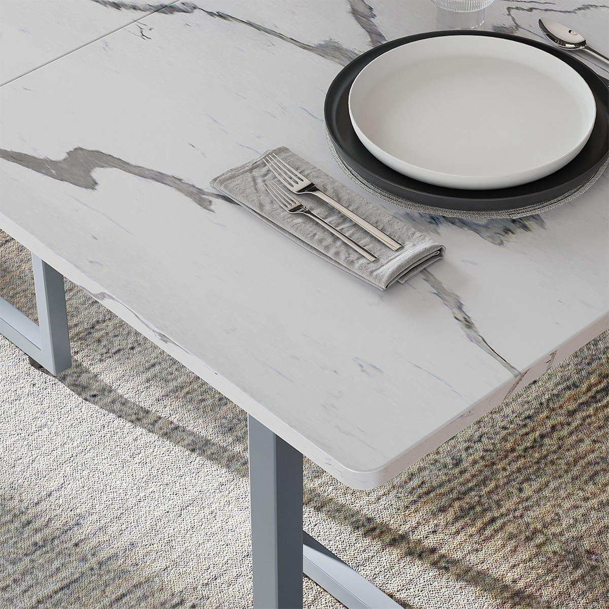 JÍDELNÍ STŮL Merido Šedá/mramorově bílá - šedá, kompozitní dřevo (80/140/75cm) - Vicco