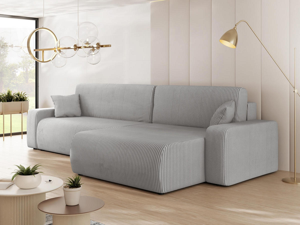 ECKSOFA Piano L Cord - Hellgrau/Schwarz, Holz/Kunststoff (274/145cm) - MIRJAN24