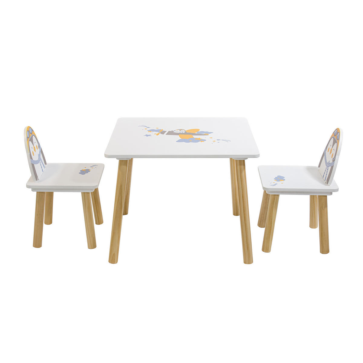 KINDERTISCH UND STÜHLE Weiß 55/55/43,5 3er-Set - Weiß, Holz (55/44/55cm) - Mobili Rebecca