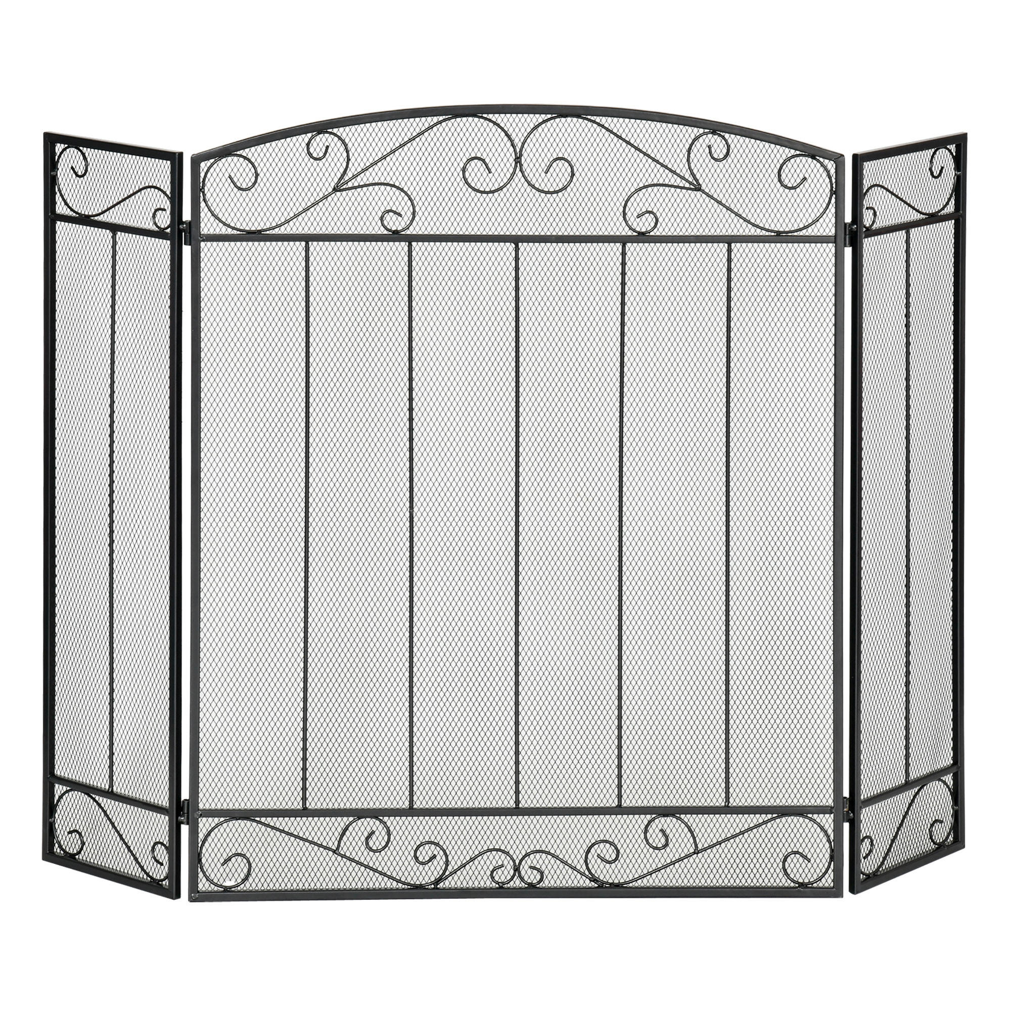 KAMINSCHUTZGITTER - Schwarz, Metall (1.6/80.5/105cm) - HOMCOM