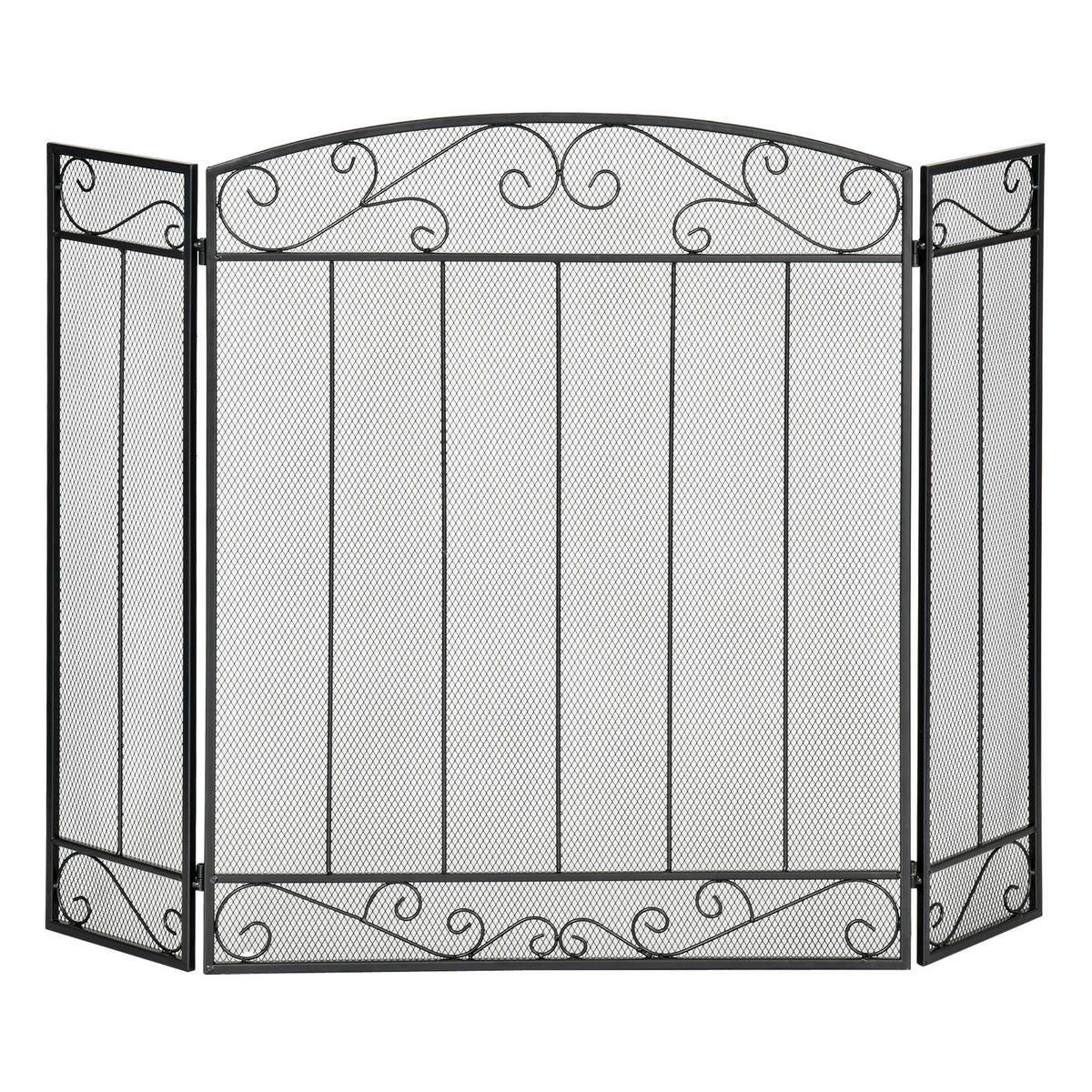 KAMINSCHUTZGITTER - Schwarz, Metall (1.6/80.5/105cm) - HOMCOM