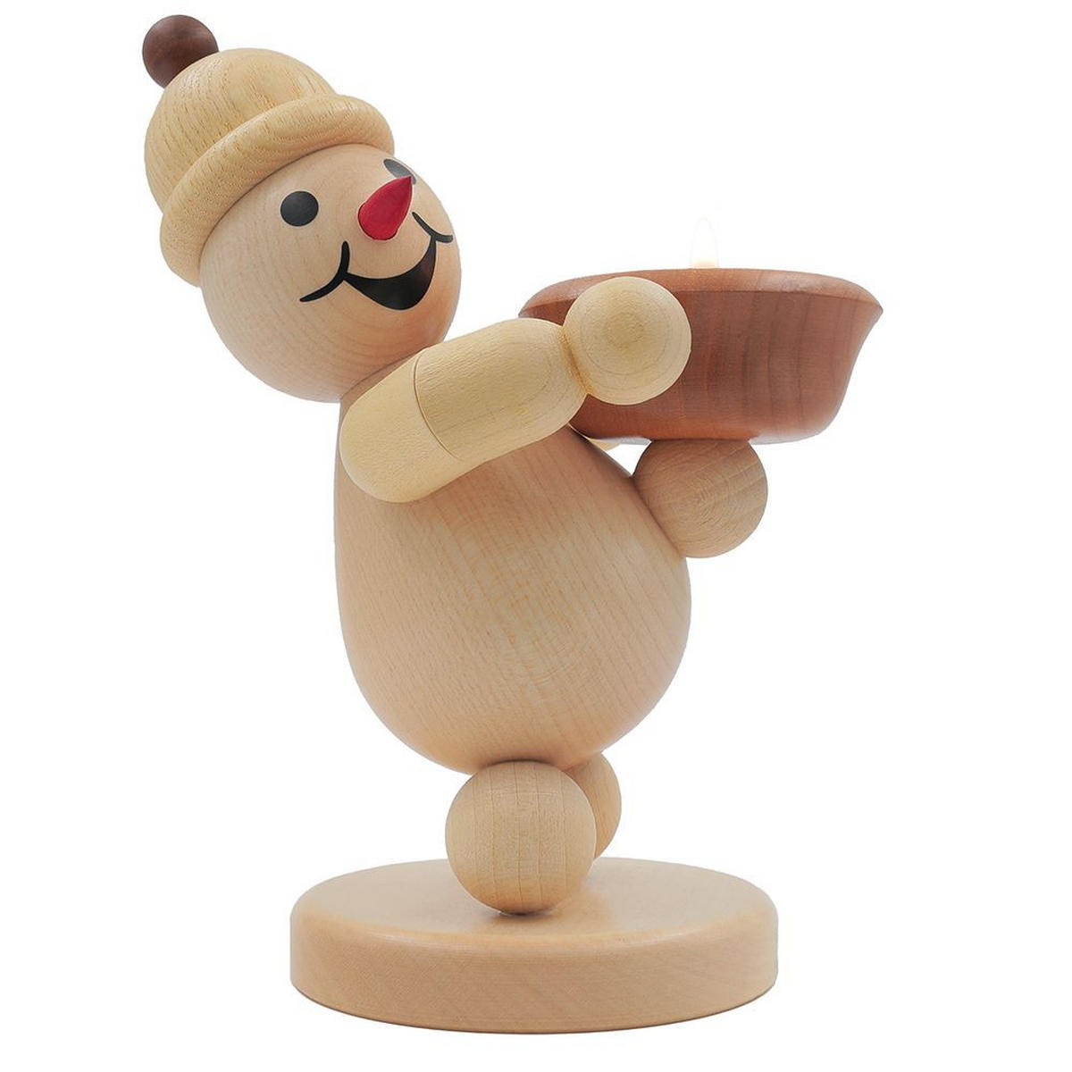 HOLZFIGUR Schneemann Junior Lichthalter links 16 cm - Multicolor, Holz (10/1/0.1cm)
