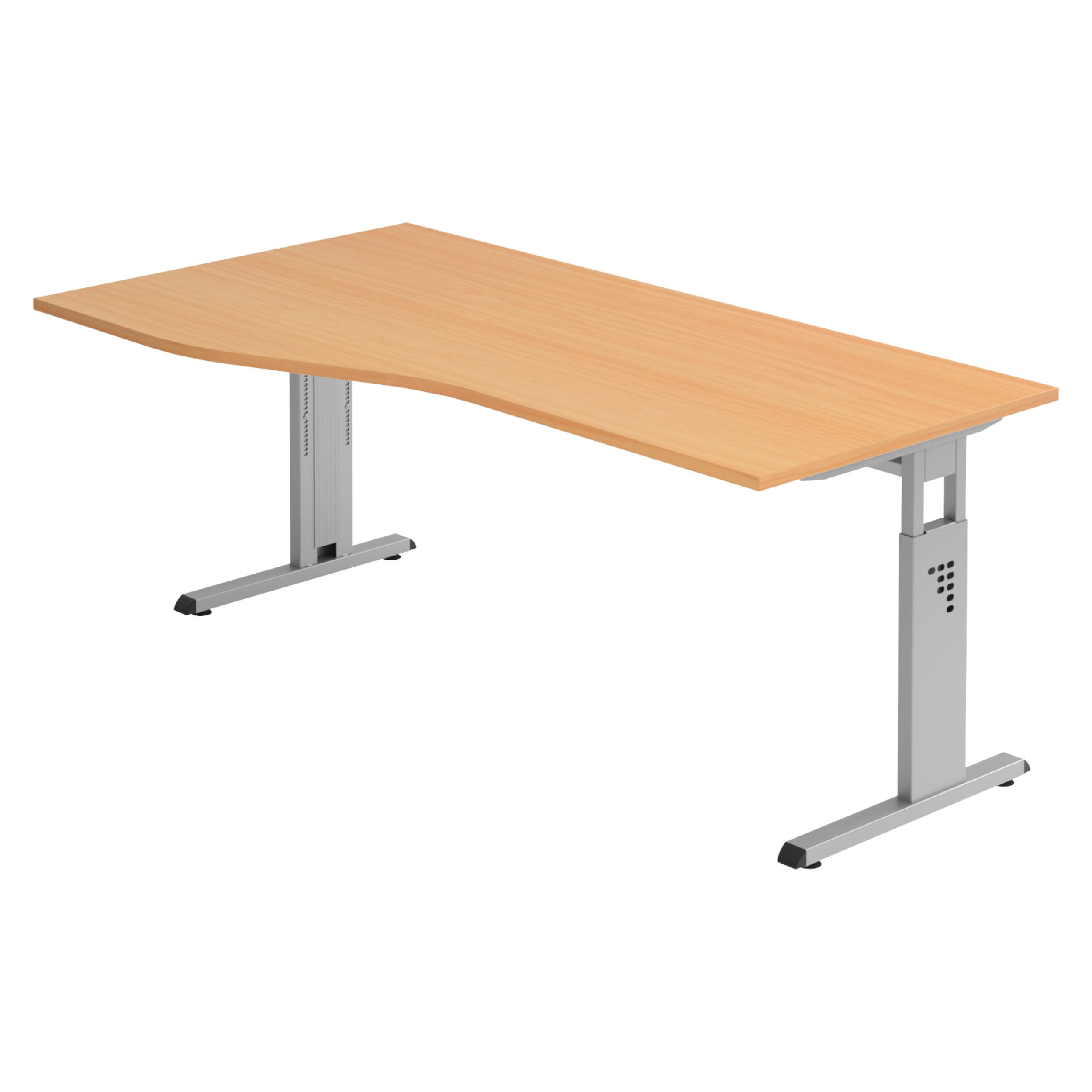 SCHREIBTISCH Serie-O 100/180/74 cm in Buchefarben/Silberfarben - Buchefarben/Silberfarben, Holzwerkstoff (100/180/74cm) - bümö
