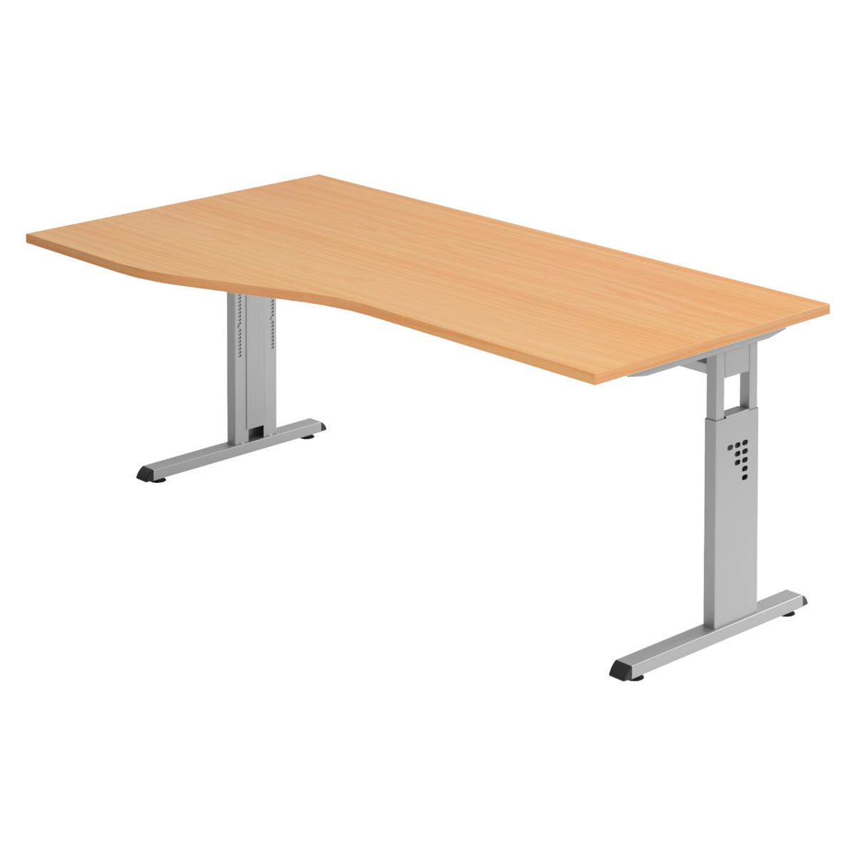 SCHREIBTISCH Serie-O 100/180/74 cm in Buchefarben/Silberfarben - Buchefarben/Silberfarben, Holzwerkstoff (100/180/74cm) - bümö