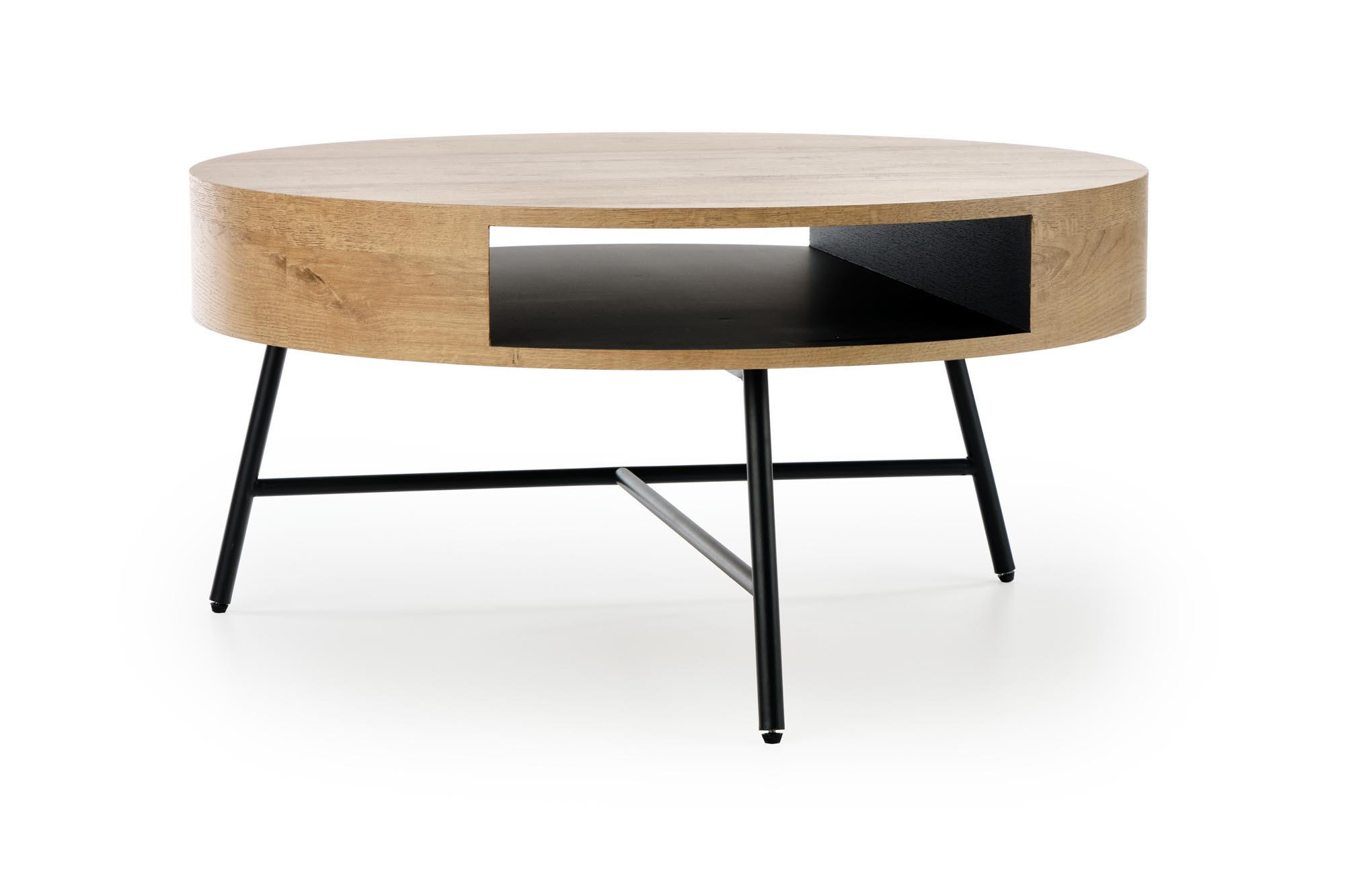 designimpex Couchtisch Schwarz, Eiche 80x41x80 cm