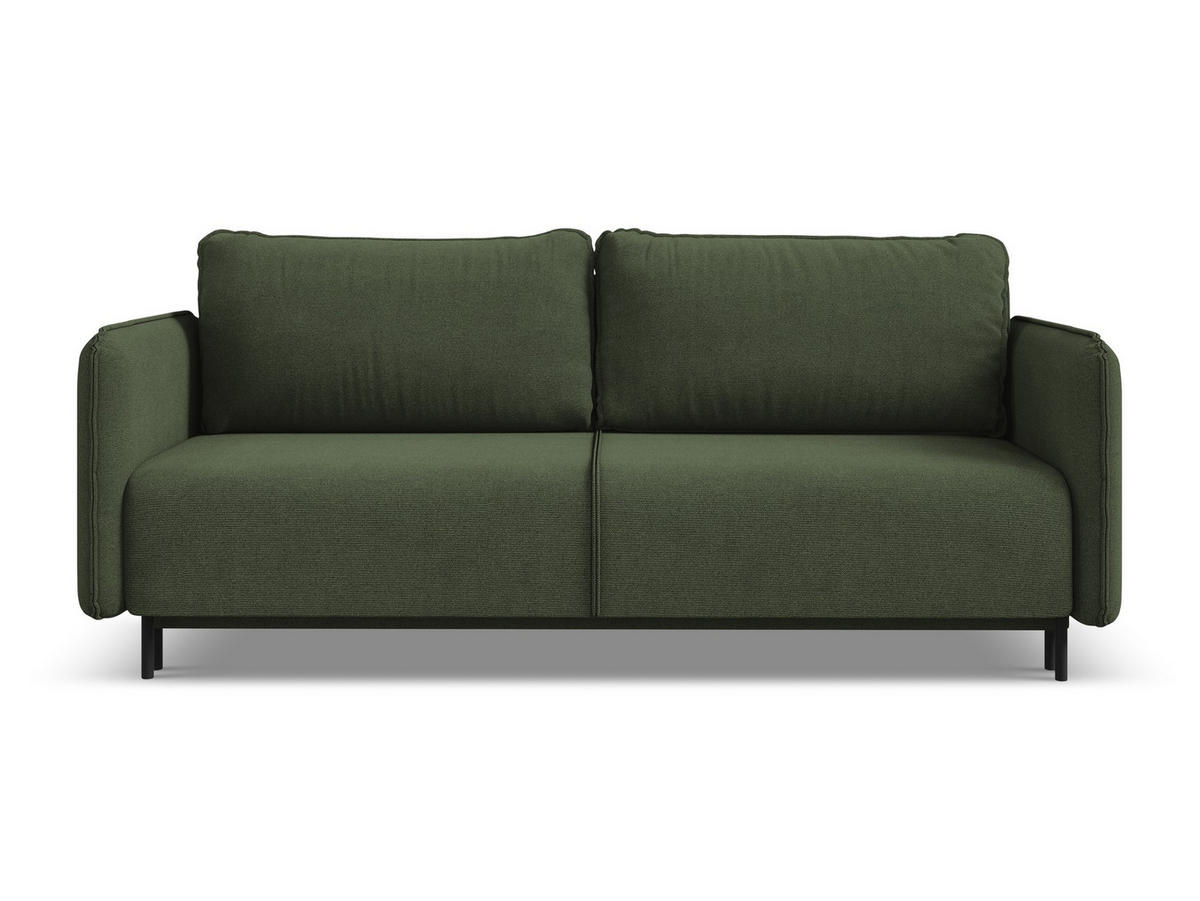 3-SITZER SOFA mit Schlaffunktion Strukturstoff Stoff Grün - Schwarz/Olivgrün, Holz/Textil (226/90/92cm) - Makamii