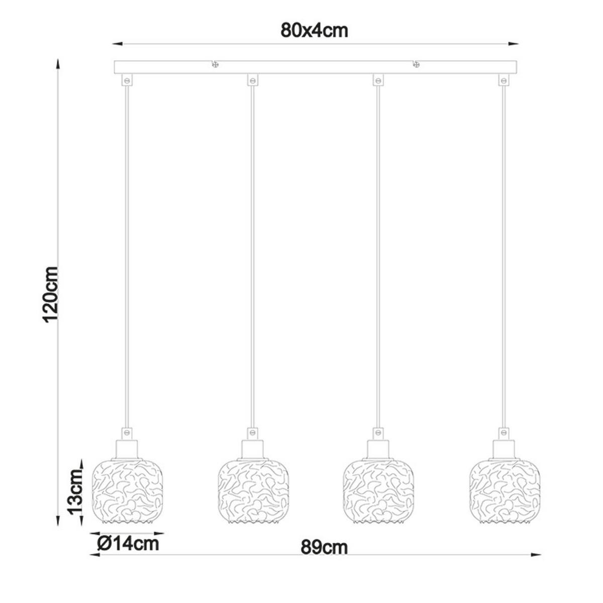 LED HÄNGELEUCHTE Rauchglas, 4-flammig - Beige, Glas (89/14/120cm) - Globo Lighting