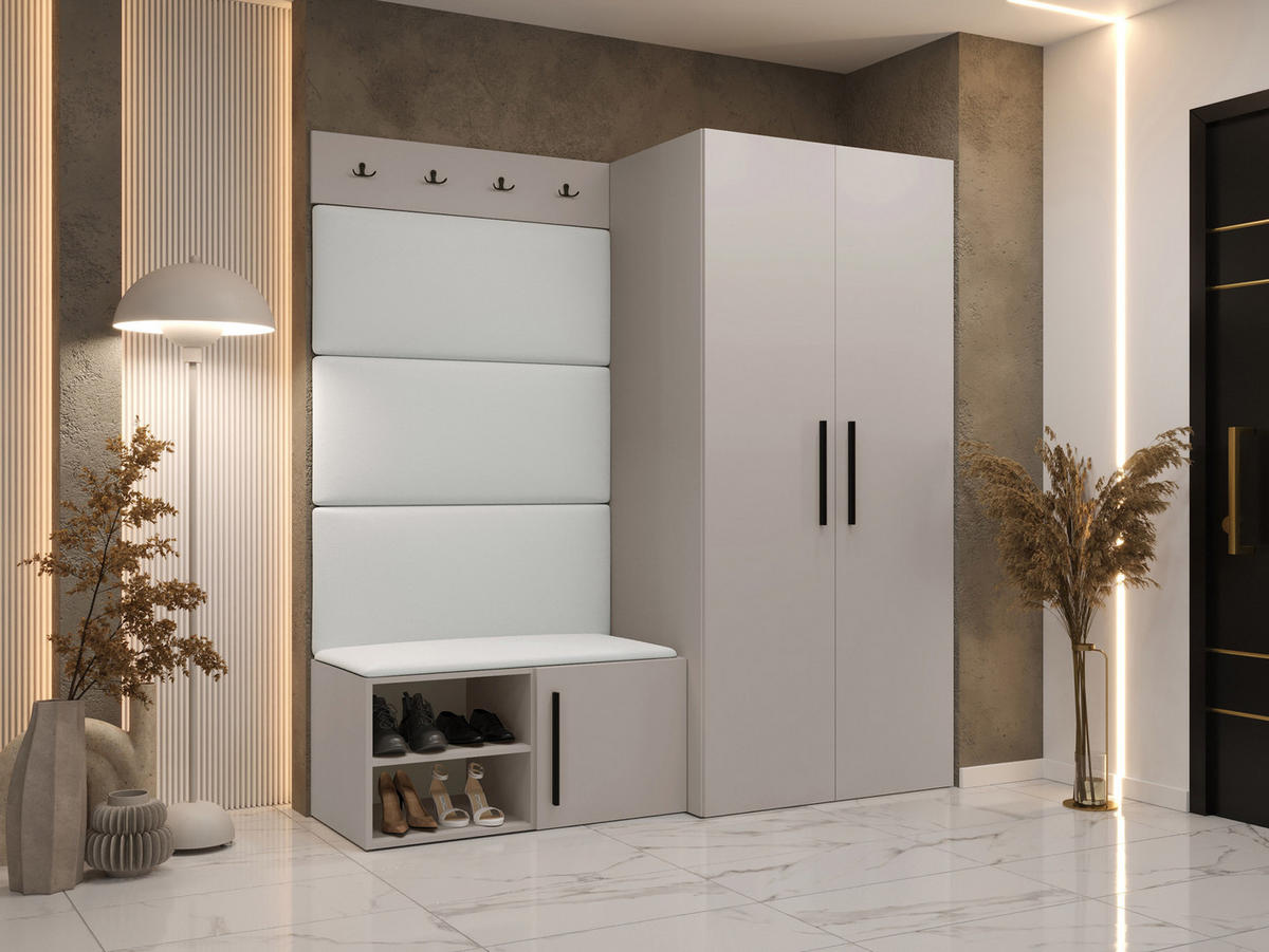 GARDEROBEN-SET Medi I - Kaschmir/Schwarz, Holzwerkstoff/Kunststoff (80/191/50cm) - MIRJAN24