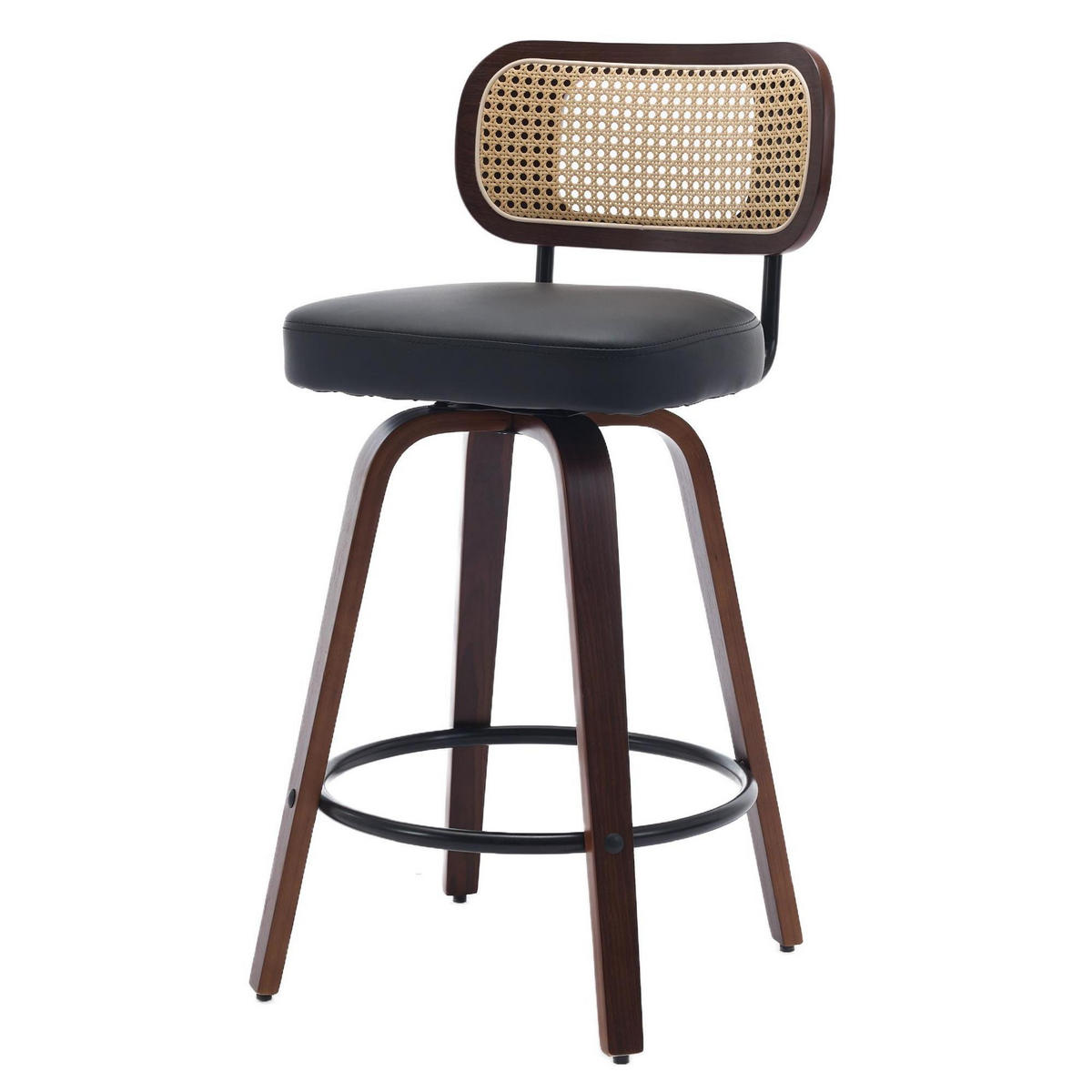 BARHOCKER 3er-Set,Drehstuhl,360° drehbar,PU-Leder,Schwarz - Schwarz, Holz (42/90/56cm) - LVHOM