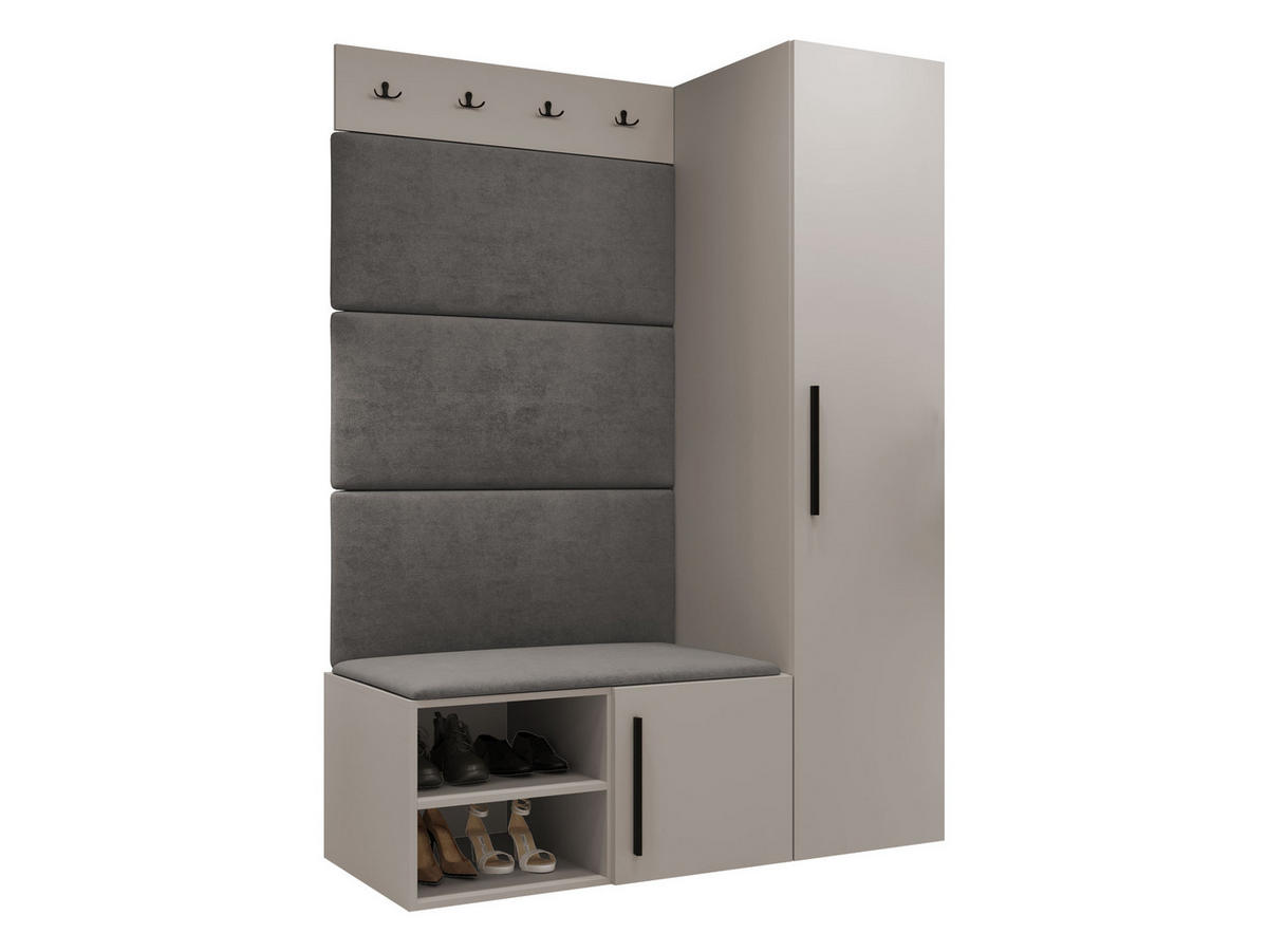 GARDEROBEN-SET Medi II - Kaschmir/Schwarz, Holzwerkstoff/Kunststoff (40/191/50cm) - MIRJAN24