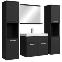 BADMÖBEL-SET Montreal 5 Teile Schwarz Matt - 60 x 35 x 51 cm - Chromfarben/Schwarz, Holz/Metall (60/51/35cm) - Badplaats