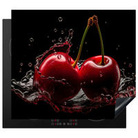 HERABDECKPLATTE - Kirsche - Rot - Frucht - Wasser - Schwarz - 60x50 - Kirschrot, Kunststoff (60/50/0.2cm) - MuchoWow