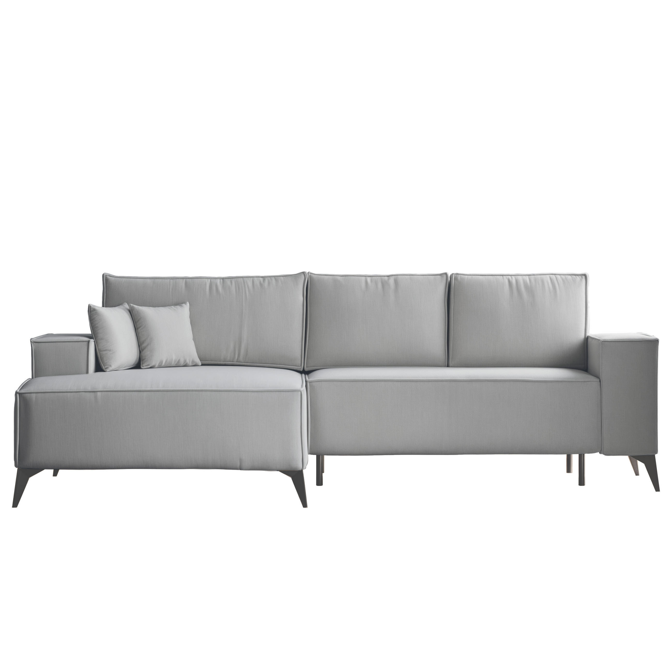 ECKSOFA OTIS Links, mit Schlaffunktion und Bettkasten, Grau - Grau, Textil/Metall (294/185cm) - Idohome