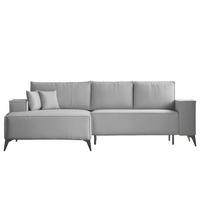 ECKSOFA OTIS Links, mit Schlaffunktion und Bettkasten, Grau - Grau, Textil/Metall (294/185cm) - Idohome