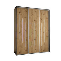 SCHWEBETÜRENSCHRANK 235,2/200/60 3-türig - Silberfarben/Schwarz, Holz/Metall (200/235/60cm) - Abiks Möbel