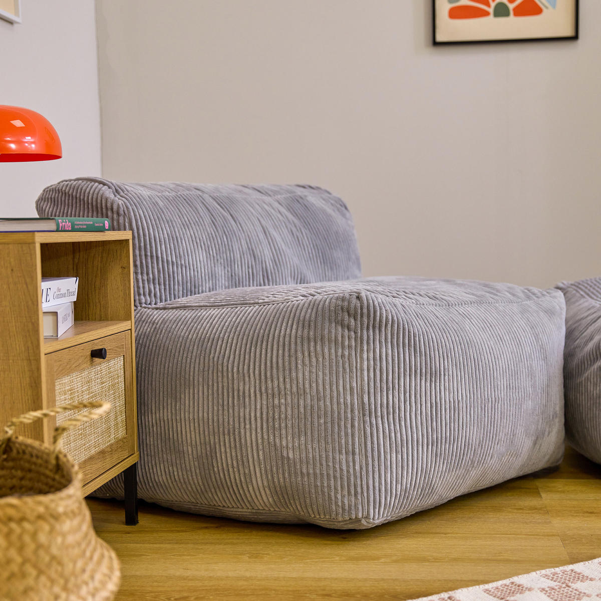 SITZSACK-SESSEL ZEN modular Cord - Grau, Textil (95/68/100cm) - icon