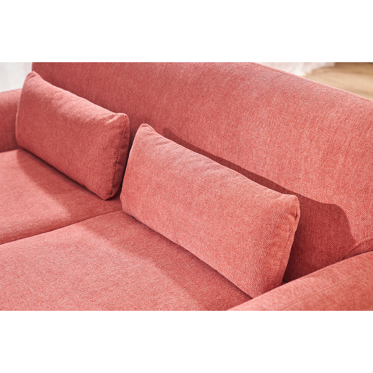 SOFA Skandinavisch 2-Sitzer Terrakotta Samt Stoff Helles Holz YOKO - Terracotta, Textil (85/79/159cm) - Miliboo