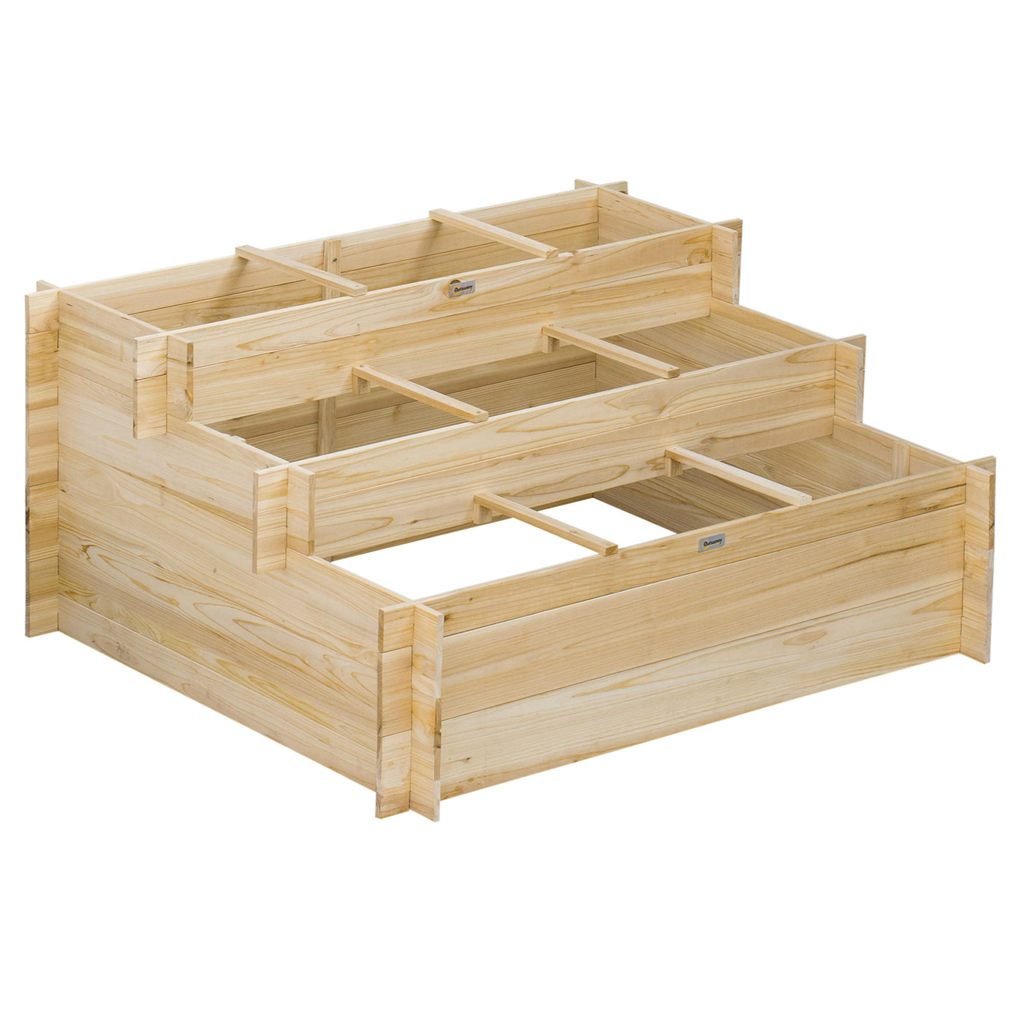 HOCHBEET, 3-stufige Blumenkasten, für Garten, Balkon, Tannenholz, Natur - Fichtefarben, Holz (100/54/117cm) - Outsunny