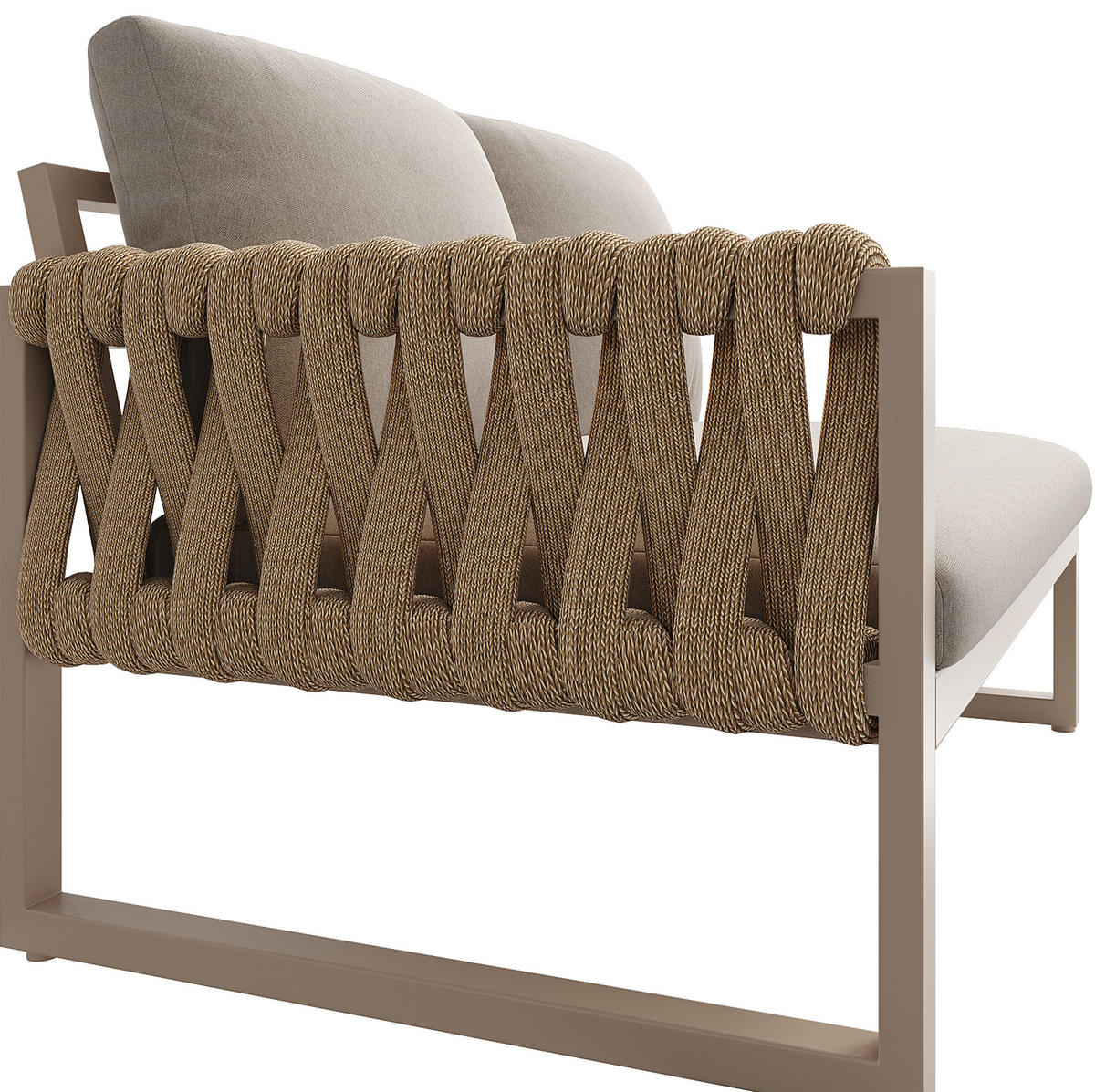 GARTENLOUNGE-SET 110/66/86 cm beige aus Metall und Olefin modular und pflegeleicht - Beige, Metall - OKWISH