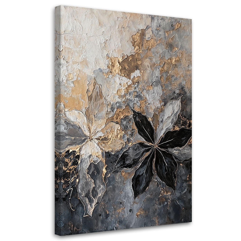 WANDBILD blätter abstrakte textur golden - Silberfarben, Textil (40/60cm) - Feeby