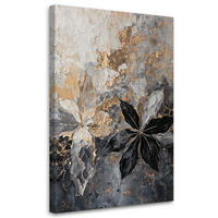 WANDBILD blätter abstrakte textur golden - Silberfarben, Textil (40/60cm) - Feeby