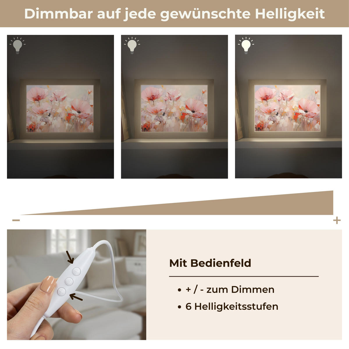 STOLNÍ LAMPA Květiny - Akvarel - Růžová - Abstraktní - Umění 20x15 cm - antracitová, kompozitní dřevo (8/20/15cm) - OnlyWow